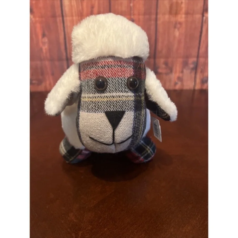 Sheep Doorstop‎ Red Plaid Christmas Collection Doorstopper Decorative Weighted
